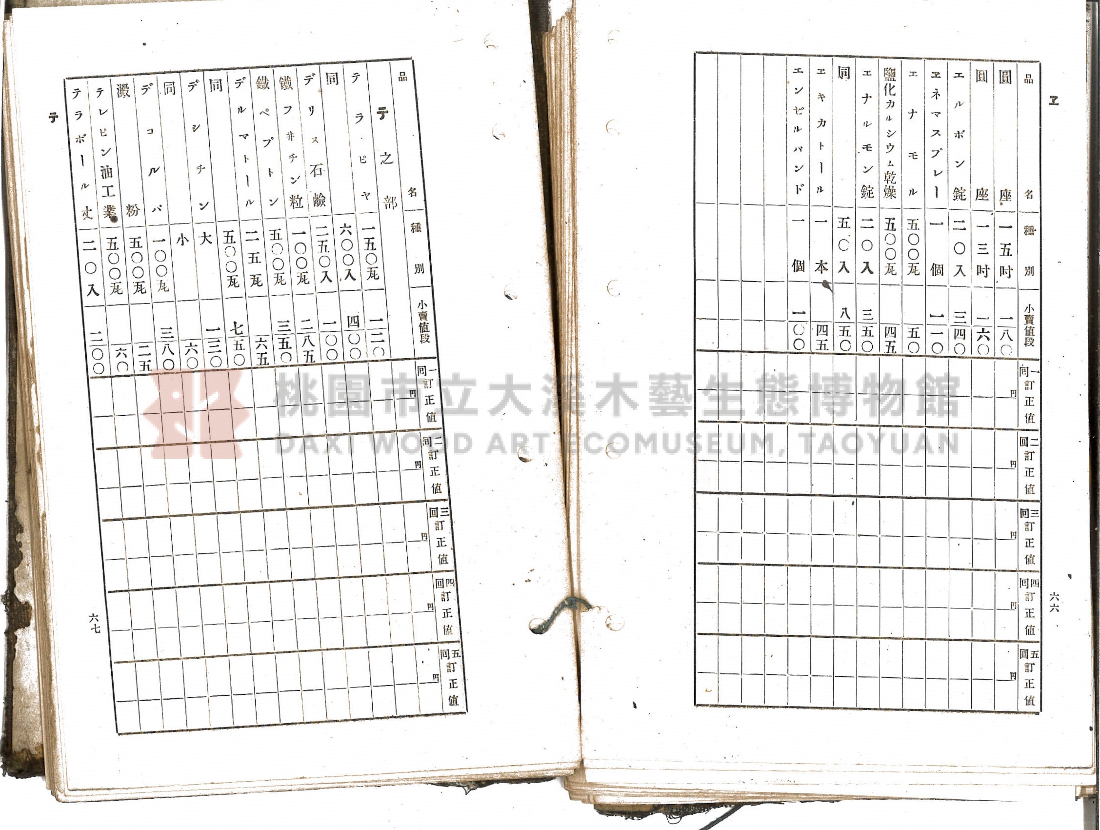 《新竹藥品協會規約並小賣最高價格帳》主題的圖片縮圖第49張