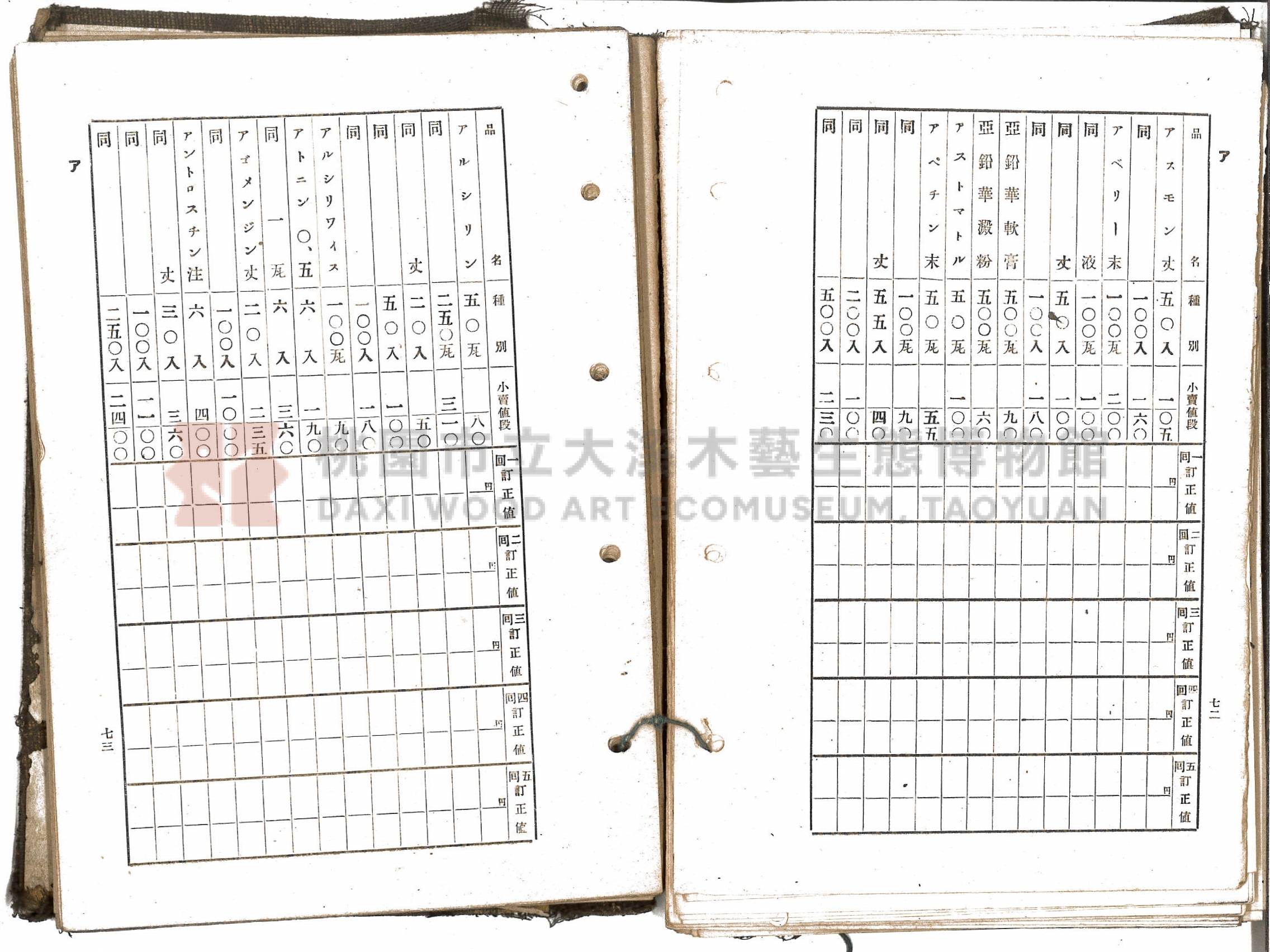 《新竹藥品協會規約並小賣最高價格帳》主題的圖片縮圖第52張