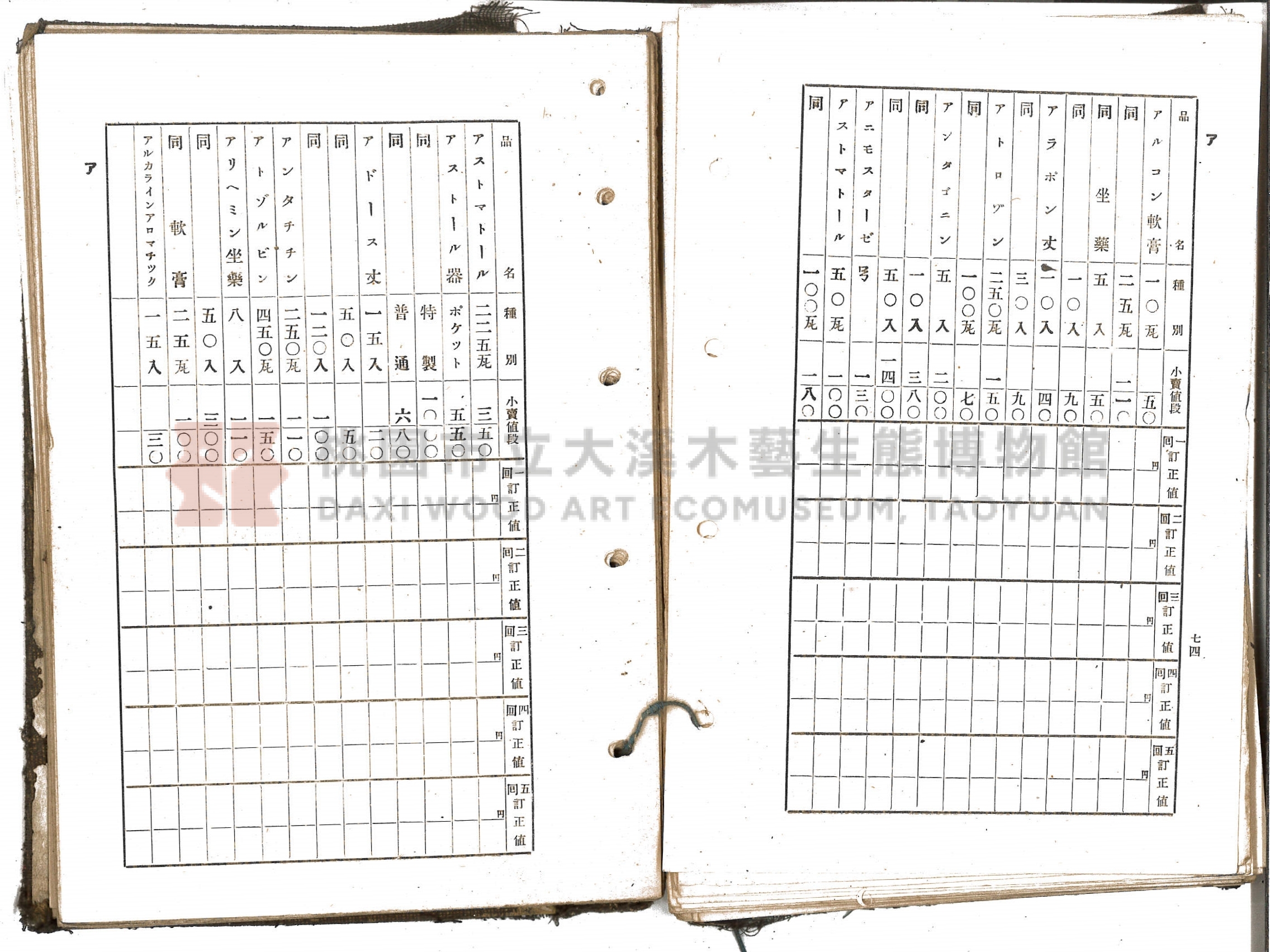 《新竹藥品協會規約並小賣最高價格帳》主題的圖片縮圖第53張